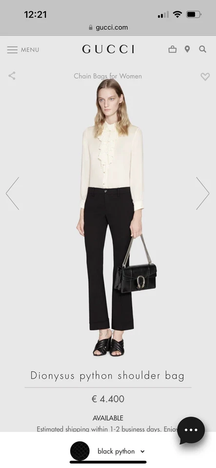 Gucci Black Dionysus Python Shoulder Bag - Image 3 of 4