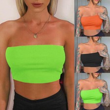 Women Tube Top Bra Seamless Bandeau Strapless Bralette Stretch Solid Crop Top UK