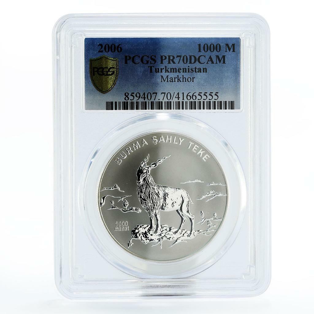 Turkmenistan 1000 manat Endangered Wildlife Markhor PR70 PCGS