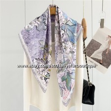 Sallys 14 Momme Twill Silk Wrap Square Scarf Flowers Print Shawl Kerchief 35"
