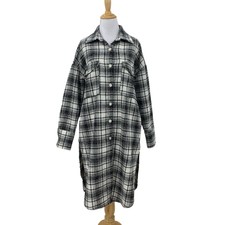 Vici Oversized Plaid Shacket Womens Xs Extra Small Button Front Collar Jacket
