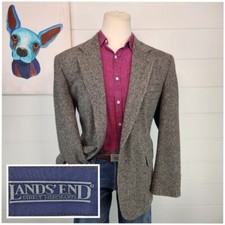 Lands End Mens Two Button Blazer Jacket Multicolor Houndstooth Tweed Size 44L