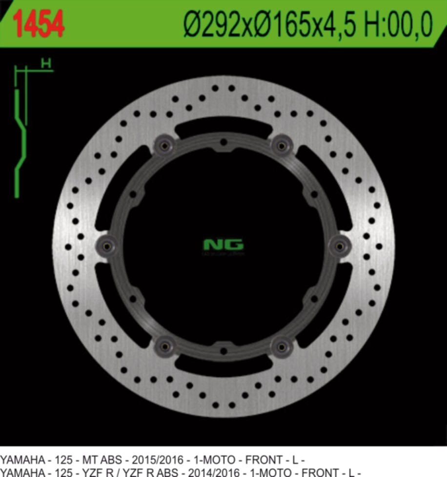 Disque de frein avant NG en acier inox haute résistance pour Yamaha YZF 125R
