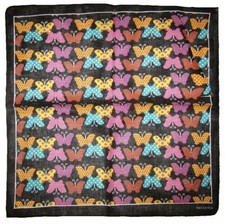 22"x22" Multi-Color Butterfly Black 100 Cotton Bandana