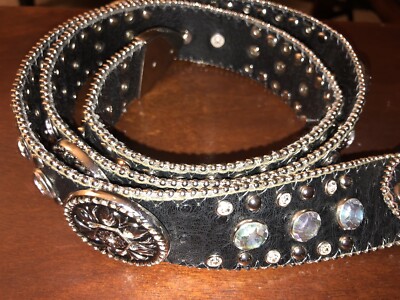 ATLAS--LG LADIES RHINESTONE RODEO STYLE BELT BLACK | eBay display picture 1