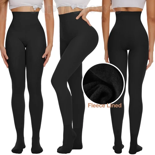 Mujeres invierno cálido grueso forro polar opaco pantaloni térmicos medias elás - Foto 11 di 19