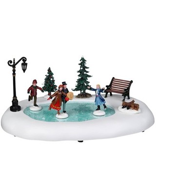 Delightful Winter Skating Village Set with Lights - A Festive Table Accent