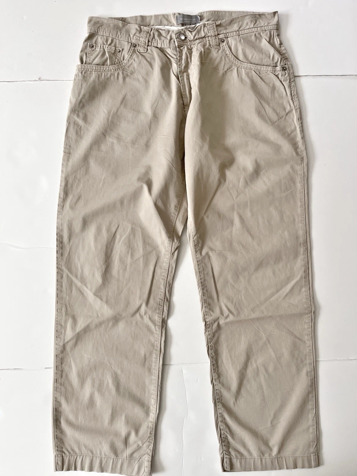 Neiman Marcus 5 Pockets Pants Men Sz 32 ( 32x27 ) Beige Straight Leg Lightweight