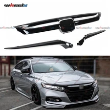 JDM Sport Style Front Grille Grill For Honda Accord 2018-20 Gloss Black & Chrome