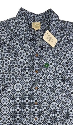 Man's L.L. Bean Tropics Shirt Short Sleeve Traditional Fit Print Shirt XL