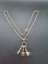 Necklace with cutlery pendant "cutlery included" 925 silver 30 cm S/31