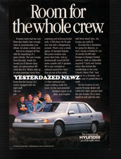 1989 Print ad for Hyundai Sonata "Room for the whole crew"