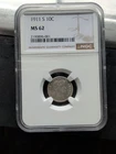 1911-S Barber Dime NGC MS62 White Coin 10C