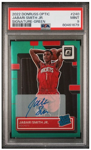 2022 Optic Jabari Smith Jr Green Rated Rookie Auto /5 PSA 9 Rockets RC Autograph