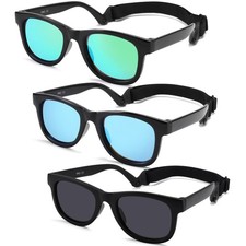 3 Pack Bendable Flexible Polarized Newborn Baby Sunglasses with Silicon Strap...