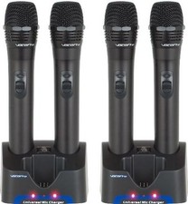 VocoPro UHR 4 Rechargeable UHF Wireless Microphones with Chargers Upgrade Kit
