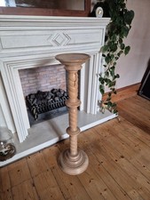 Oak/Ash Real Turned Wood Pedestal Plant Stand