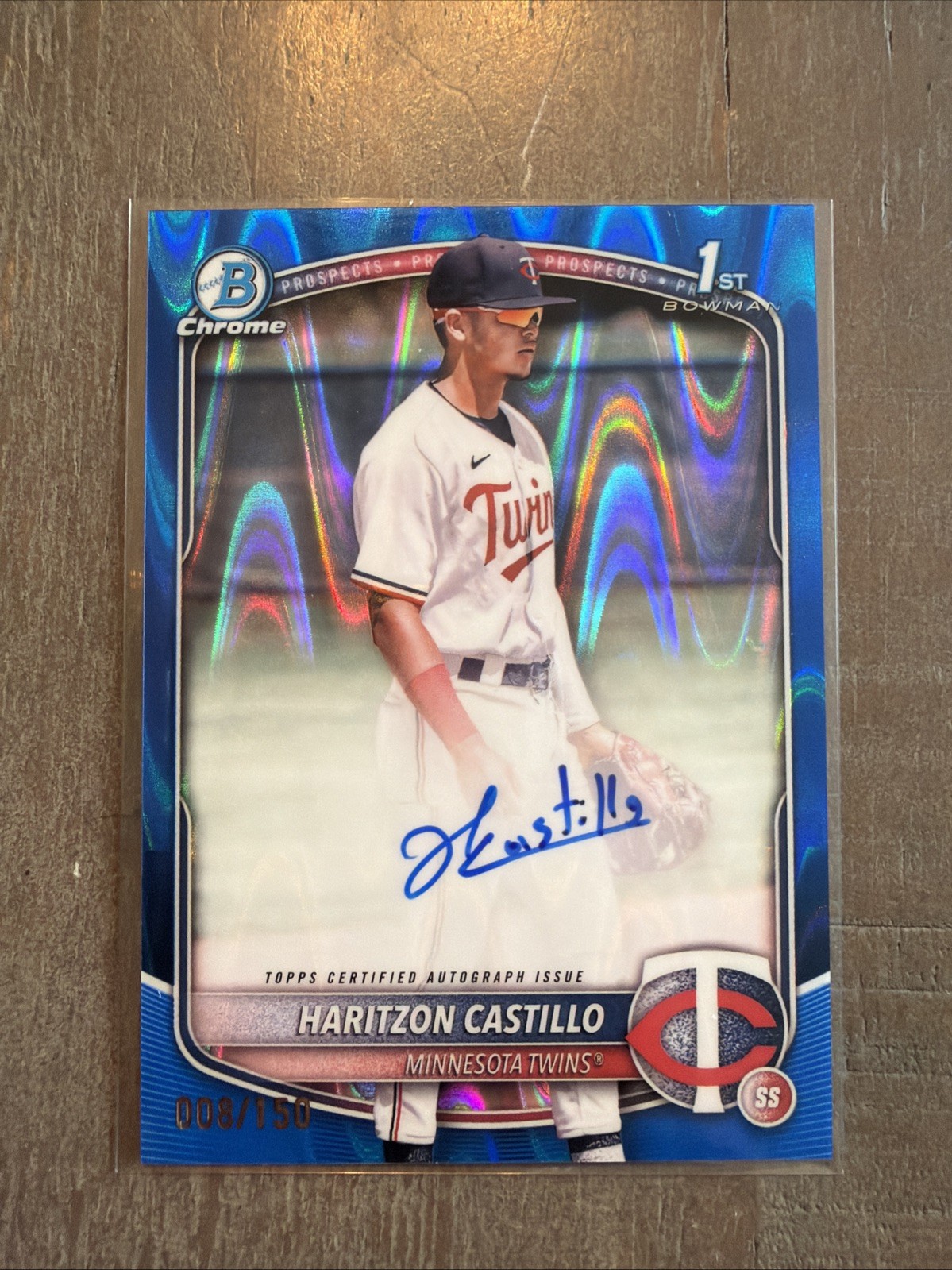 2025 Bowman Chrome Haritzon Castillo Auto Blue RayWave Refractor 1st #/150 Twins