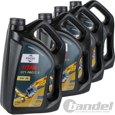 4x 5L FUCHS MOTORÖL TITAN GT1 PRO C3 5W30  passend für VW 504.00 507.00 BMW LL04