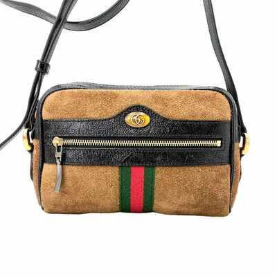 GUCCI Ophidia Sherry Line Shoulder Bag Suede Brown Logo 573321 Japan