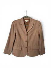 Coldwater Creek Blazer Womens P8 Tan Herringb...