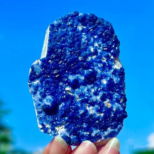 164G Natural Blueberry Fluorite with Candle Calcite Quartz Crystal Specimen