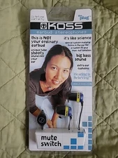 KOSS EARBUD STEREOPHONES "THE PLUG" WITH MUTE SWITCH NEW/SEALED