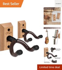 Stylish Rotatable Wooden Guitar Wall Hanger with Deep V-Shape for 2 Instruments