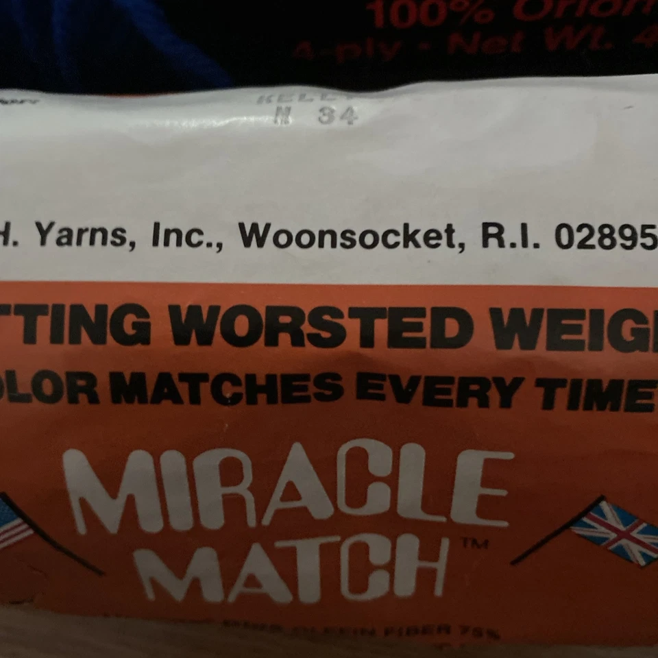 Vintage WINTUK  Miracle Match Yarn Lot Of 3 Skeins 2 Green One Blue Partial - Image 3 of 4