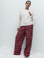 Marks & Spencer Womens Grey Cotton Long Sleeve Pyjamas 2 Piece - M&S