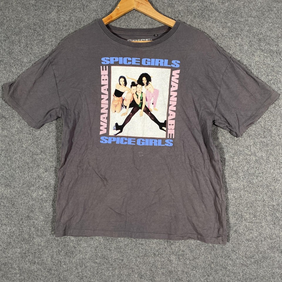 Spice Girls Shirt Womens 12 Grey Wannabe Graphic Band Tee T-Shirt Music 90s