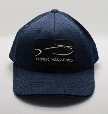 Torn Waders Ball Cap Hat; Adjustable Hat; Multicolor Design; Blue, Black & White