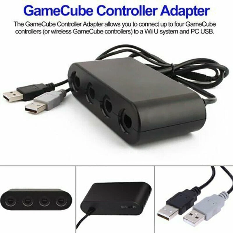 Black 4-Port Video Game Converter USB Adapter For GameCube to Switch/Wii U/PC - Image 4 of 4