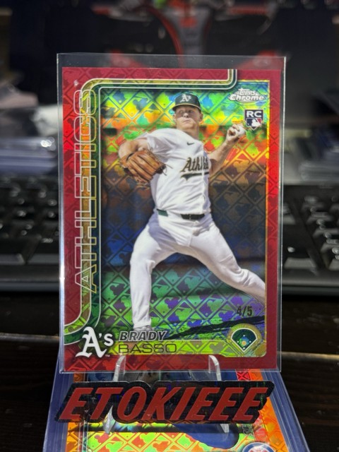 Brady Basso RC 2025 Topps Chrome LOGOFRACTOR #205 💥 Red Refractor /5 Athletics