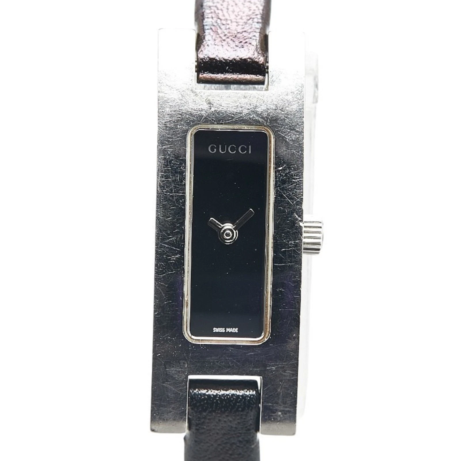 Gucci Orologio 3900L Quarzo Quadrante Nero Acciaio Inox Pelle Donna... GZl17m9d