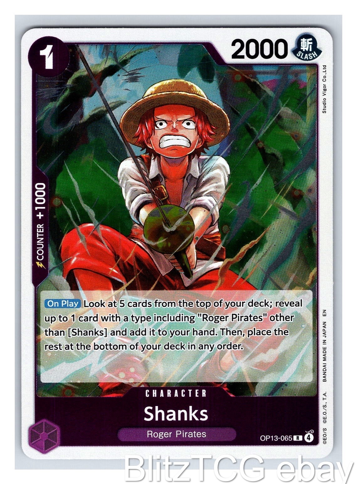 Shanks (065) OP13 OP13-065 Carrying On His Will One Piece Rare Foil NM/M
