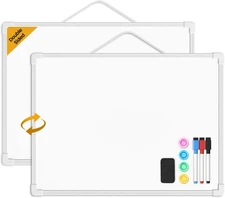 Small 16" X 12" Double-Sided Dry Erase Board with 3 Markers & 4 Magnets