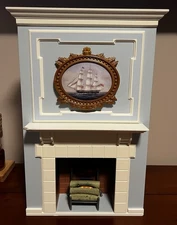 American Girl Doll Caroline's Parlor FIREPLACE MANTLE Section Playset Blue 2012