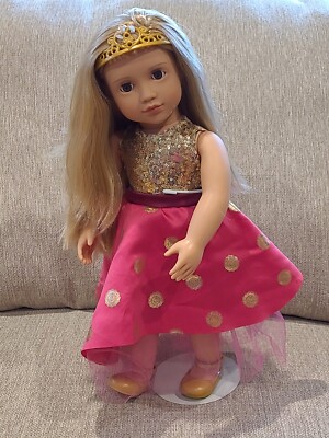 open lace back dress Our Generation - Pink & Colorful - 18-Inch Doll Clothes - Confetti-Print Party  Dress - Headband & Boots Accessories - Pretend Play