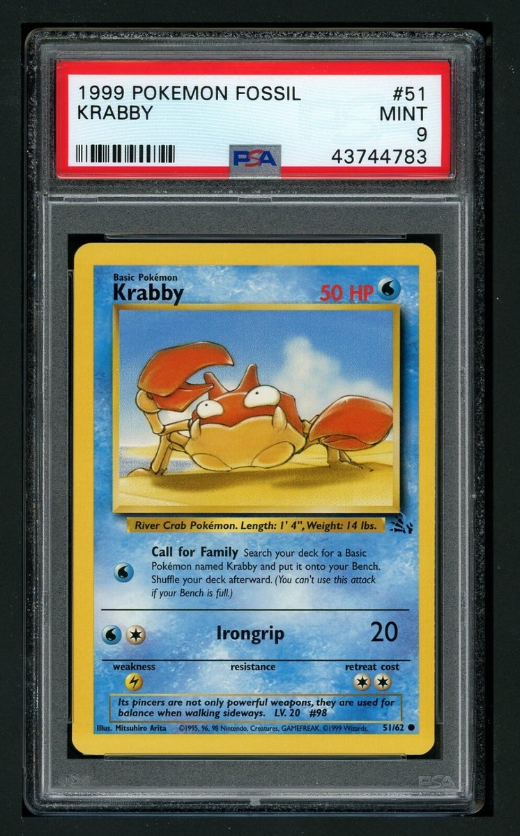 Pokemon PSA 9 Mint 1999 Krabby Fossil 