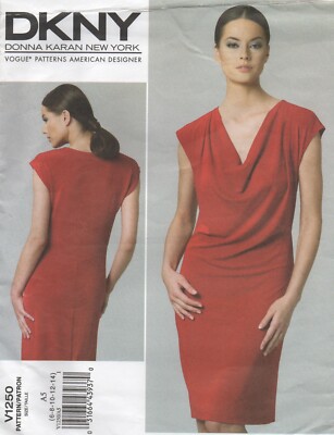 Vogue Schnittmuster 1250 Kleid für Strickstoff von Donna Karan DKNY Gr. 6-14 NEU