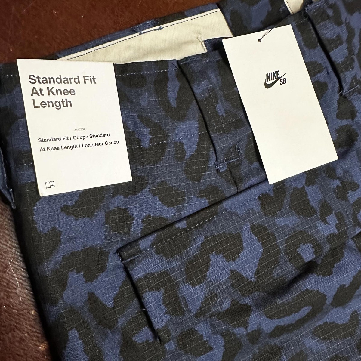 Nike SB Kearny Cargo Skate Pants Leopard Print Blue Black