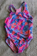 TYR One Piece Swimsuit Girls Youth XS Pink Magenta Blue