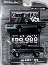 Greenlight 1/64 1978 Ford F-250 Custom Black Lifted 4x4 Diecast Model Toy Truck