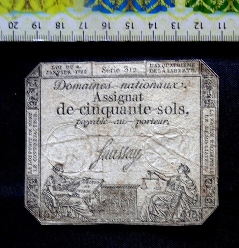 (USA), French banknote, Assignat, 50 Sols , Year : 1792.