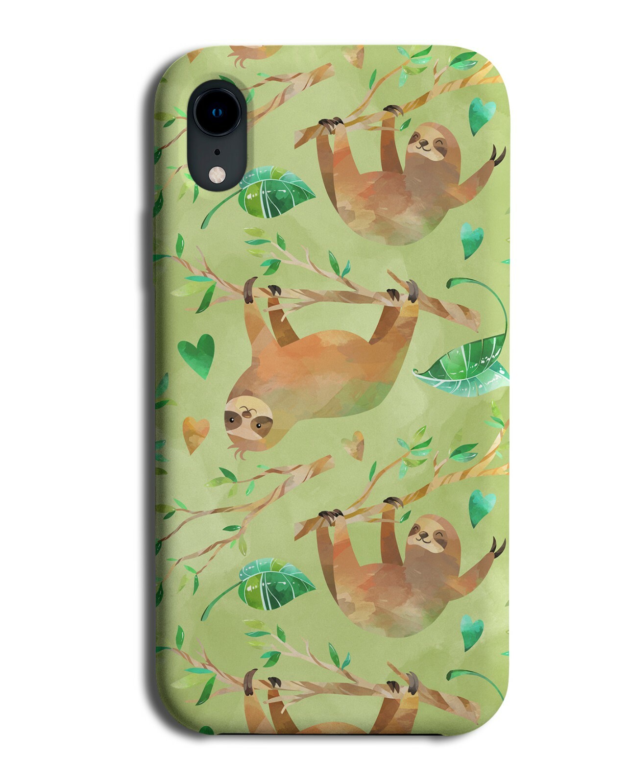 Sloth Custom Phone Case Pale Mint Green Sloths Phone Case Cover Sloth Cartoon Animals Animal ...