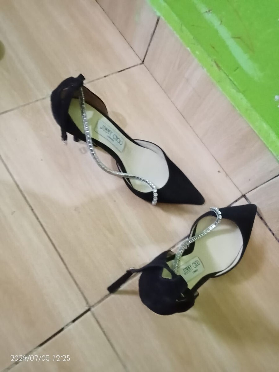 SALE!!Jimmy Choo★TALIKA Jimmy Choo Talika 85 Gold Whipsnake Embossed Leather Crystal