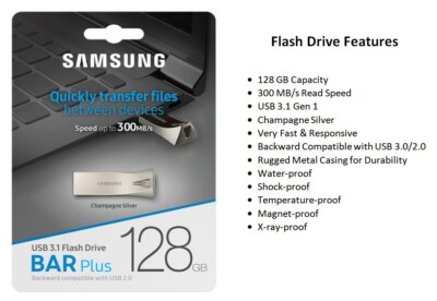 SAMSUNG 128GB Metal BAR Plus USB 3.1 Flash Drive