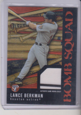 2003 Topps Pristine Lance Berkman Bomb Squad Pinstripe Jersey Houston Astros