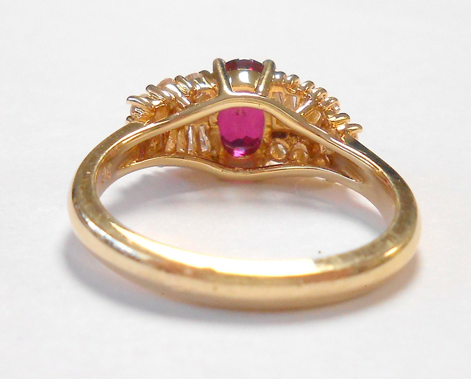 Beautiful 7x5 Ruby & Diamond Round Baguette 14K Y… - image 7
